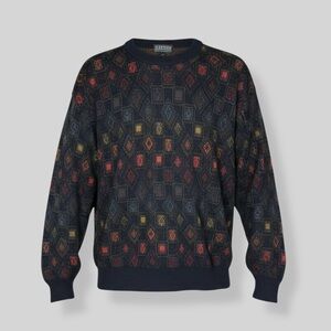 VTG Jantzen Classics Size Large Multicolor Textured Knit Crewneck Grunge 90s